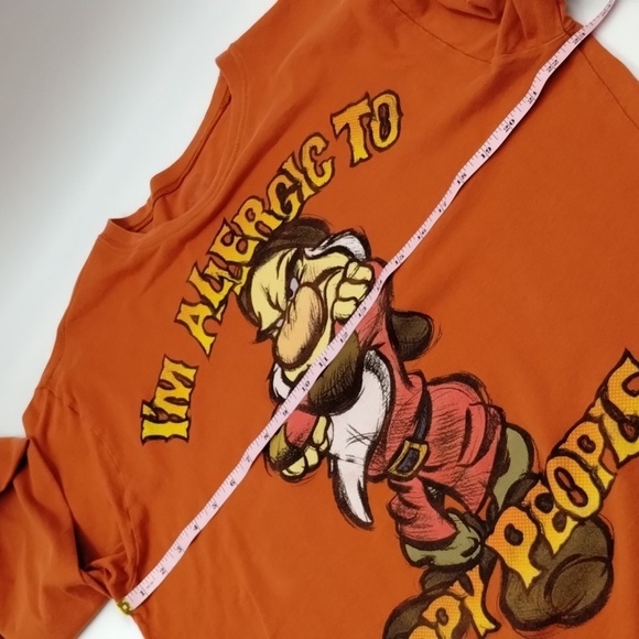 Disney women's Large rust color grumpy long sleeve tee allergic to happy people - Picture 8 of 9